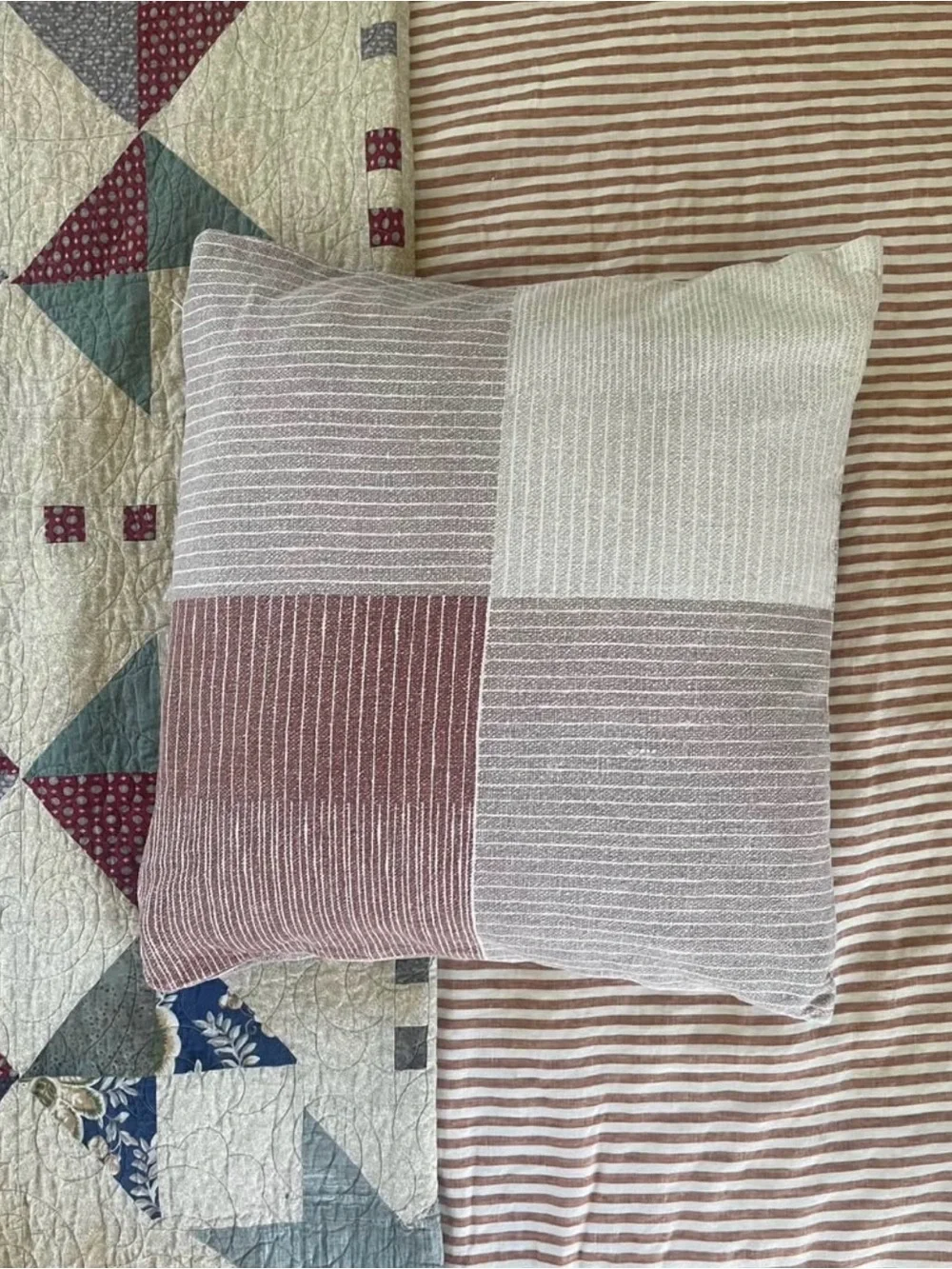H&M Striped Mauve / Rose Throw Pillow Cover